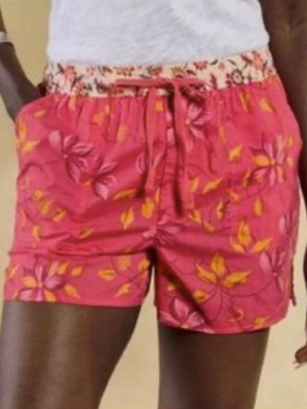 Sundance Kai Pull On Shorts Size XXL 2X Pockets High Rise Cotton Floral Boho NEW